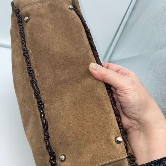 Furla Suede Bag with Braided Handles RARE - Picture 5 of 13